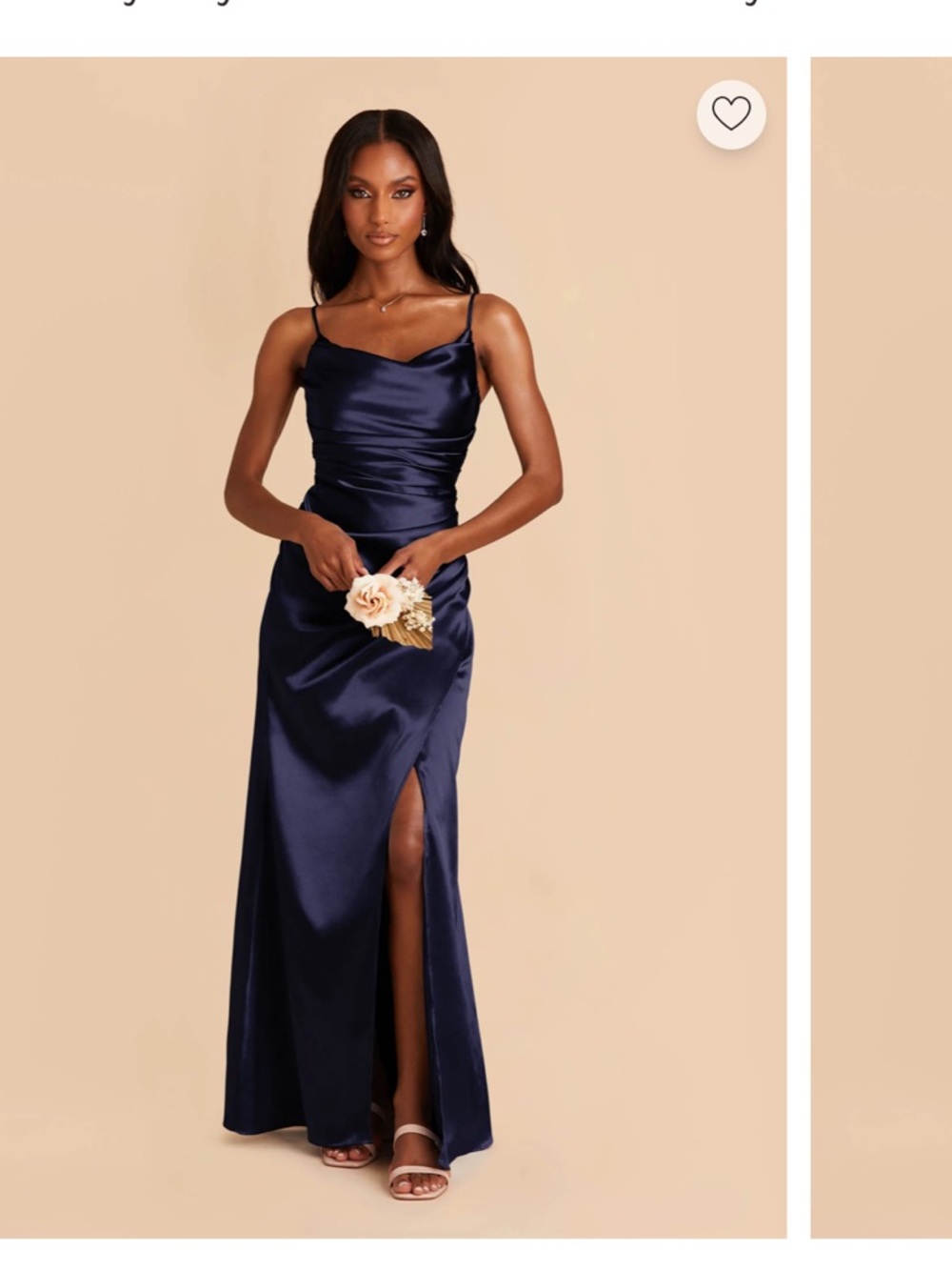 Birdy Grey Satin Cowl Neck Maxi Dress in Navy Blue